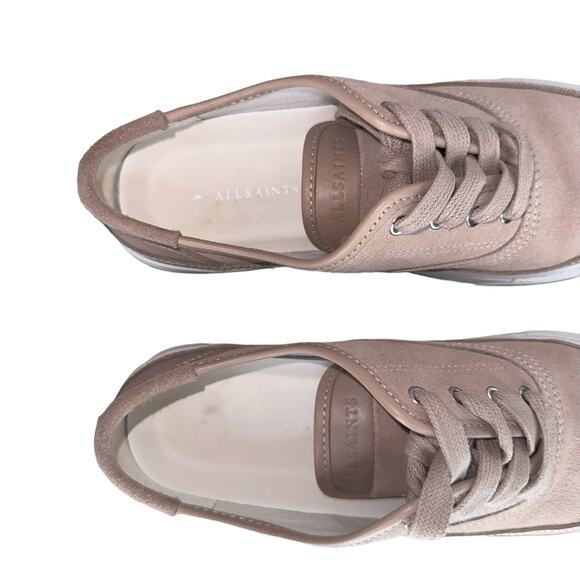 All Saints Bella Dusty Rose Pink Women's Suede Leather Platform Sneakers Size 7 - Picture 7 of 9